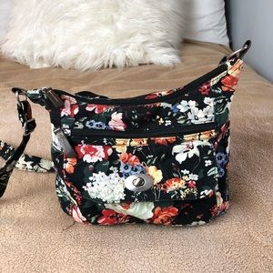 Black and Floral Crossbody Purse